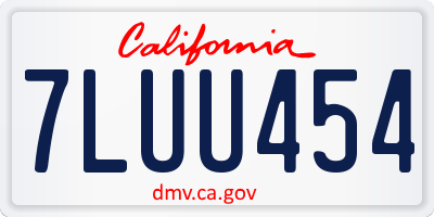 CA license plate 7LUU454
