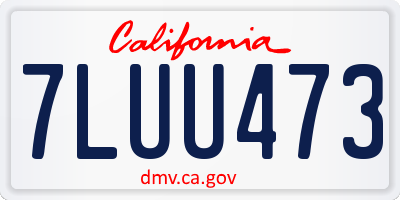 CA license plate 7LUU473
