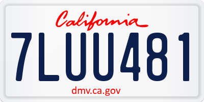 CA license plate 7LUU481