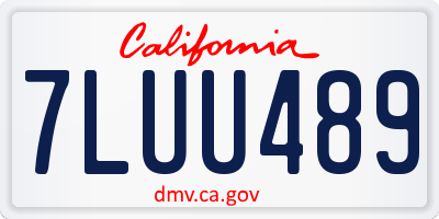 CA license plate 7LUU489