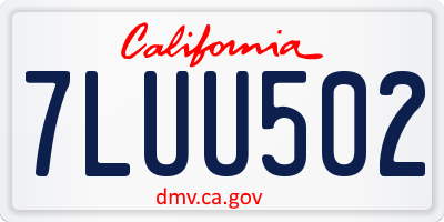 CA license plate 7LUU502