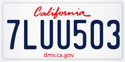 CA license plate 7LUU503