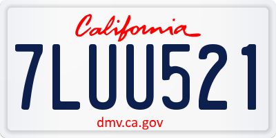 CA license plate 7LUU521