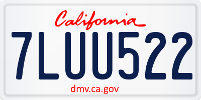 CA license plate 7LUU522