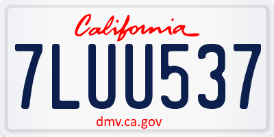 CA license plate 7LUU537