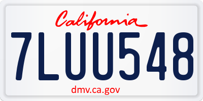 CA license plate 7LUU548