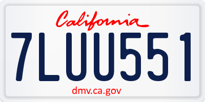 CA license plate 7LUU551
