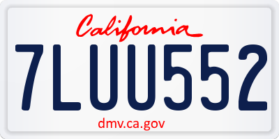 CA license plate 7LUU552