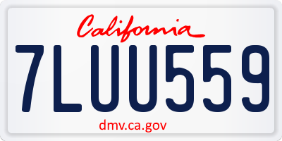 CA license plate 7LUU559