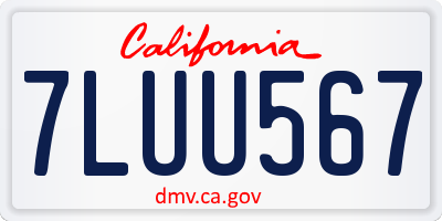 CA license plate 7LUU567