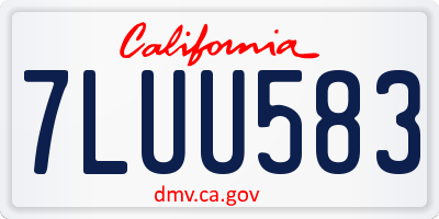 CA license plate 7LUU583