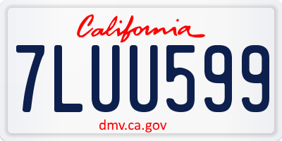CA license plate 7LUU599