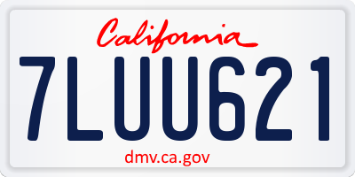 CA license plate 7LUU621