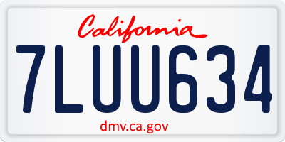 CA license plate 7LUU634