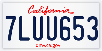 CA license plate 7LUU653