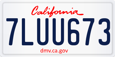 CA license plate 7LUU673