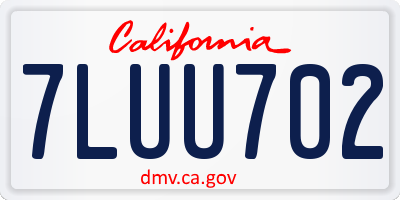 CA license plate 7LUU702