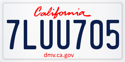 CA license plate 7LUU705