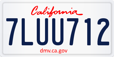 CA license plate 7LUU712