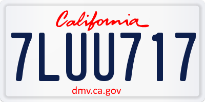 CA license plate 7LUU717