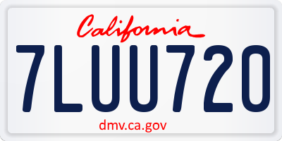 CA license plate 7LUU720