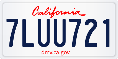 CA license plate 7LUU721