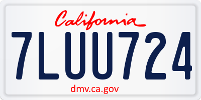 CA license plate 7LUU724
