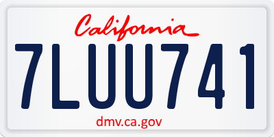 CA license plate 7LUU741