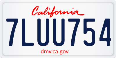 CA license plate 7LUU754