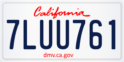 CA license plate 7LUU761