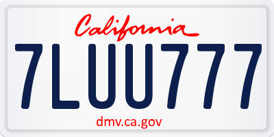 CA license plate 7LUU777