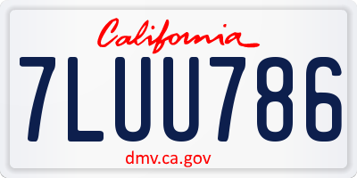 CA license plate 7LUU786