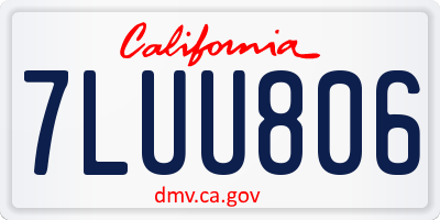 CA license plate 7LUU806