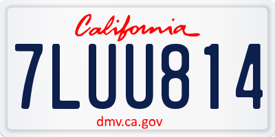 CA license plate 7LUU814