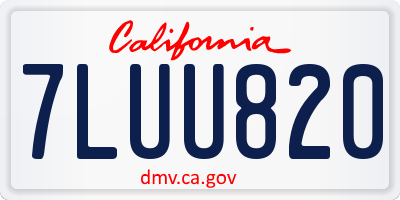 CA license plate 7LUU820