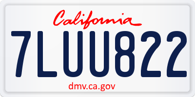 CA license plate 7LUU822
