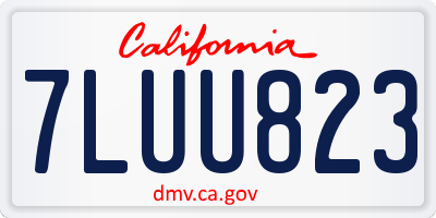 CA license plate 7LUU823