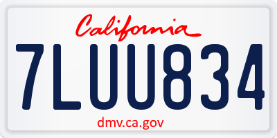 CA license plate 7LUU834