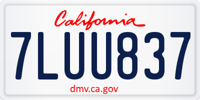 CA license plate 7LUU837