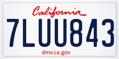 CA license plate 7LUU843