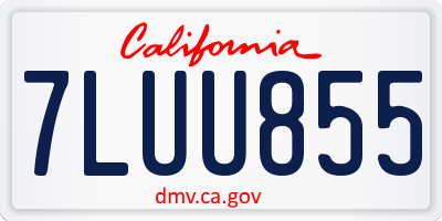 CA license plate 7LUU855