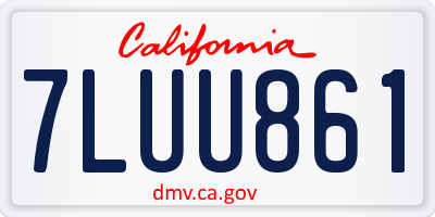 CA license plate 7LUU861