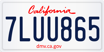 CA license plate 7LUU865