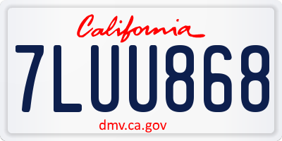 CA license plate 7LUU868
