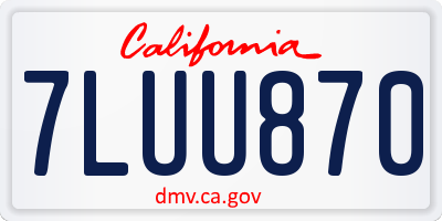 CA license plate 7LUU870