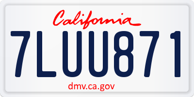 CA license plate 7LUU871