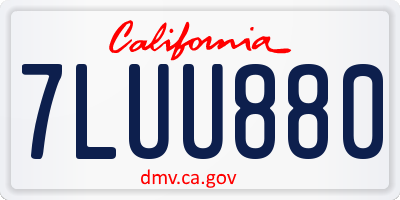 CA license plate 7LUU880