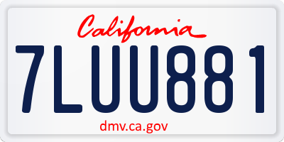 CA license plate 7LUU881