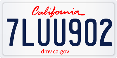 CA license plate 7LUU902