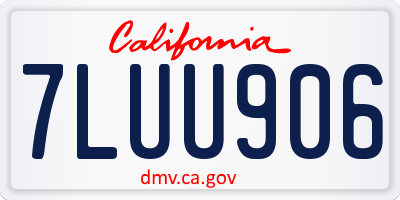CA license plate 7LUU906